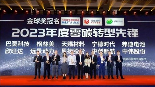 球盟会股份荣获“2023 高工金球奖——年度零碳转型先锋”